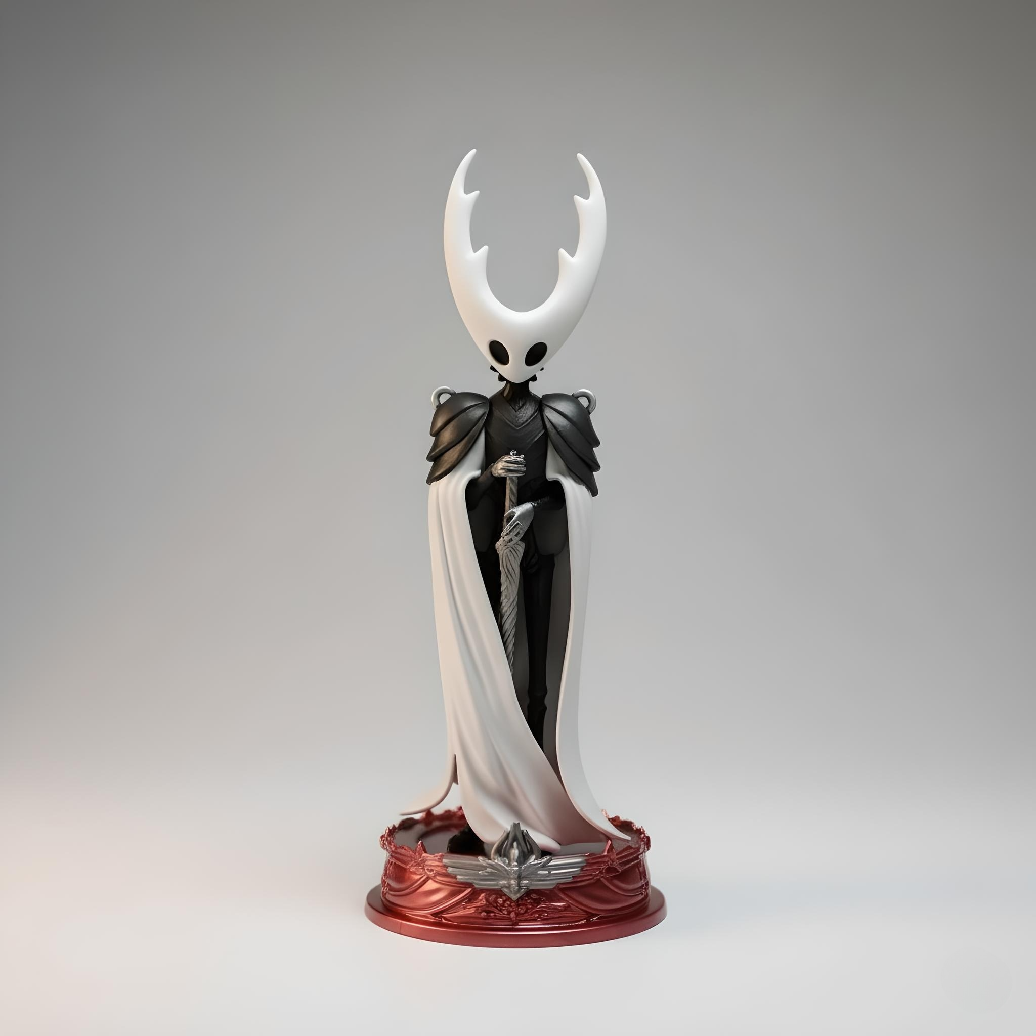 Front view of The Pale King action figure in a dominant pose, a premium Hollow Knight collectible