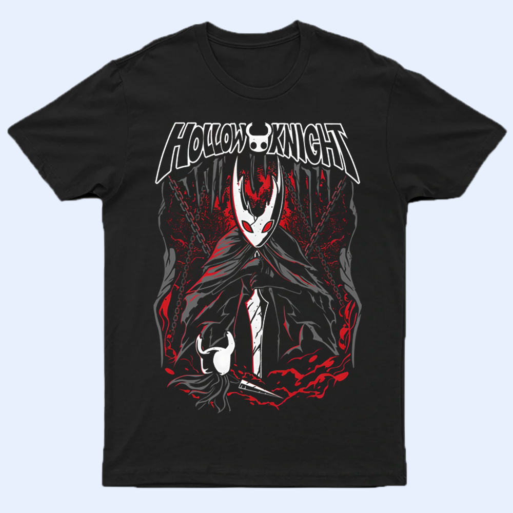 Pure Vessel boss from Hollow Knight printed on a t-shirt mockup