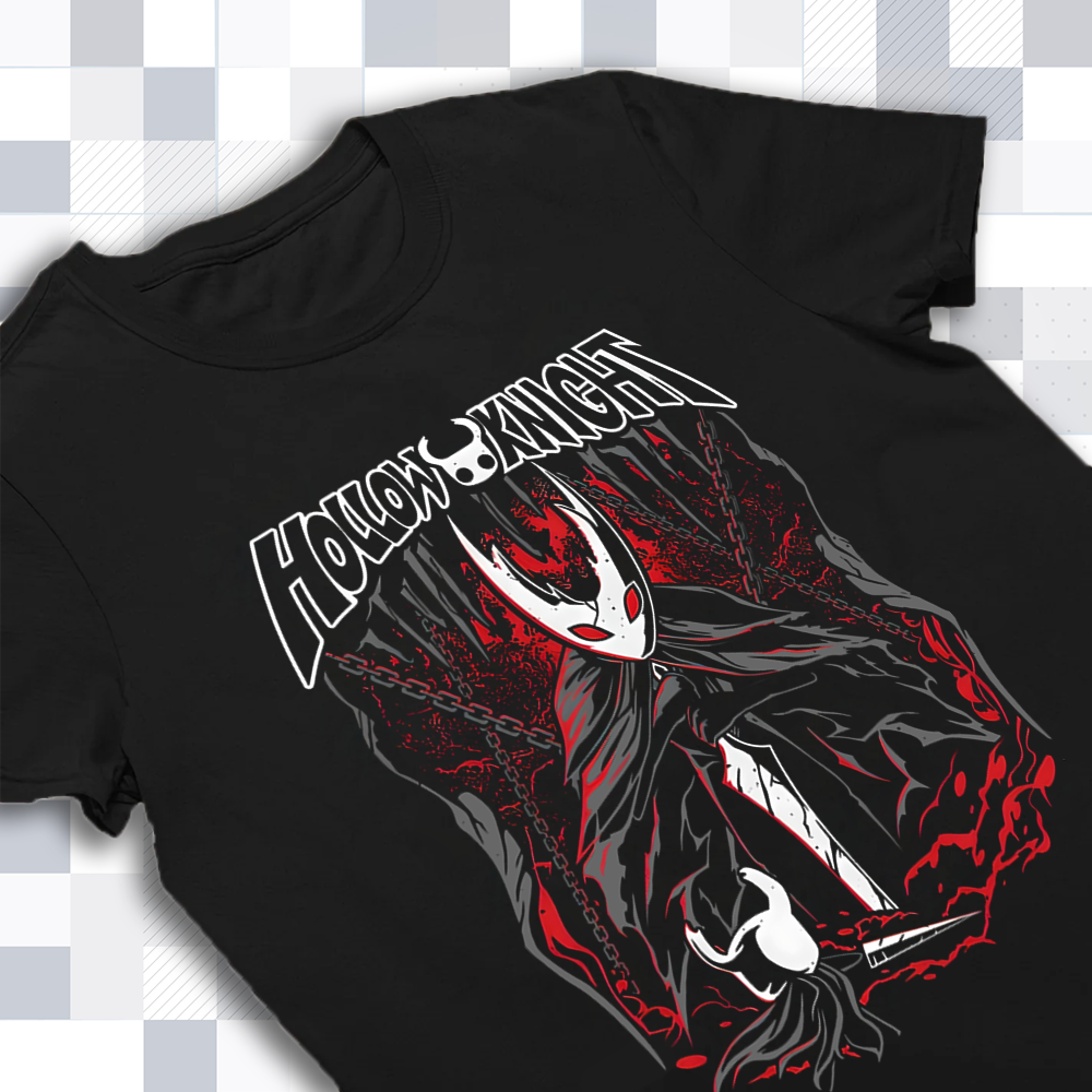 Pure Vessel boss from Hollow Knight printed on a t-shirt mockup