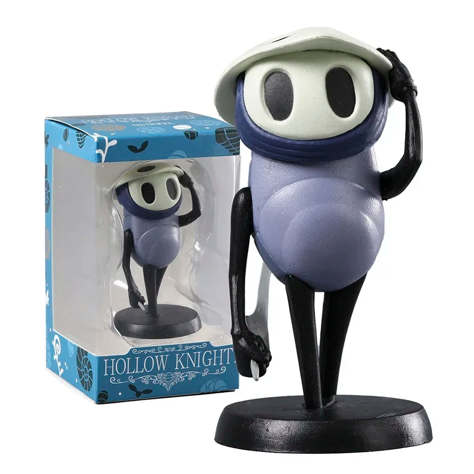 Front view of the Quirrel Mini Figure with box, showcasing the adventurer with his mask and nail.