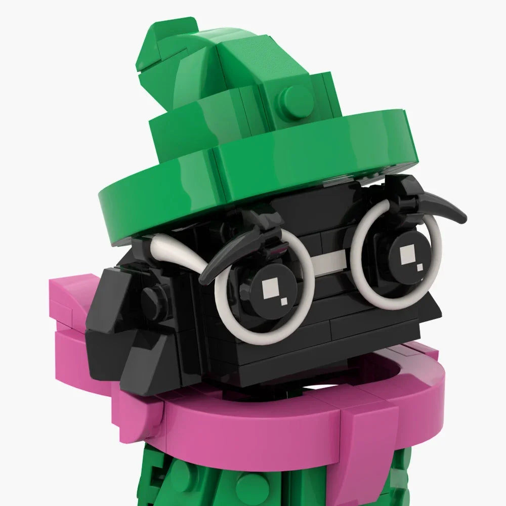 Close-up of the Ralsei Brick Figure, showing the detailed block construction of Ralsei's face and hat.