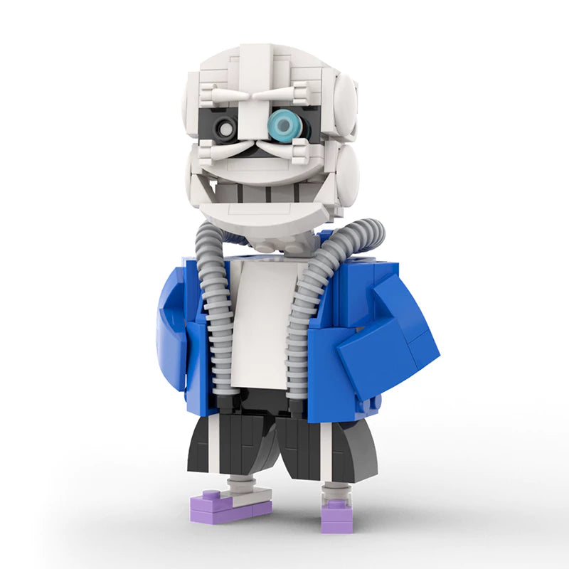 Sans Brick Toy DIY model displayed on a desk, perfect for fan decor and creative Undertale Merch.