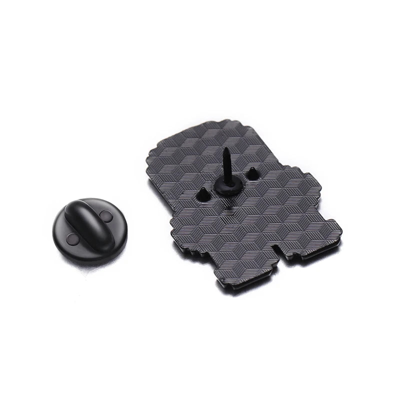 Sans Enamel Pins collectible badges, back view showing the clutch attachment, essential Undertale Merch.