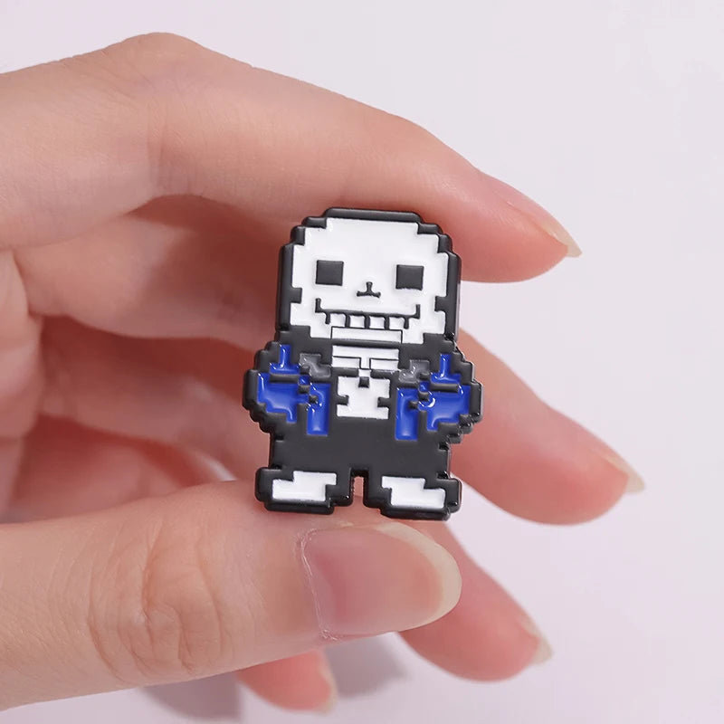 Sans Enamel Pins featuring iconic expressions, a fantastic piece of Undertale Merch accessory.