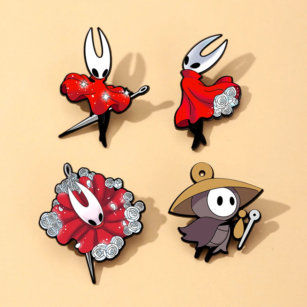 4pcs Hollow Knight Silksong Enamel Pin Set Cartoon Brooch Lapel Pins for Backpacks And Clothes Accessories Gift Cartpitol
