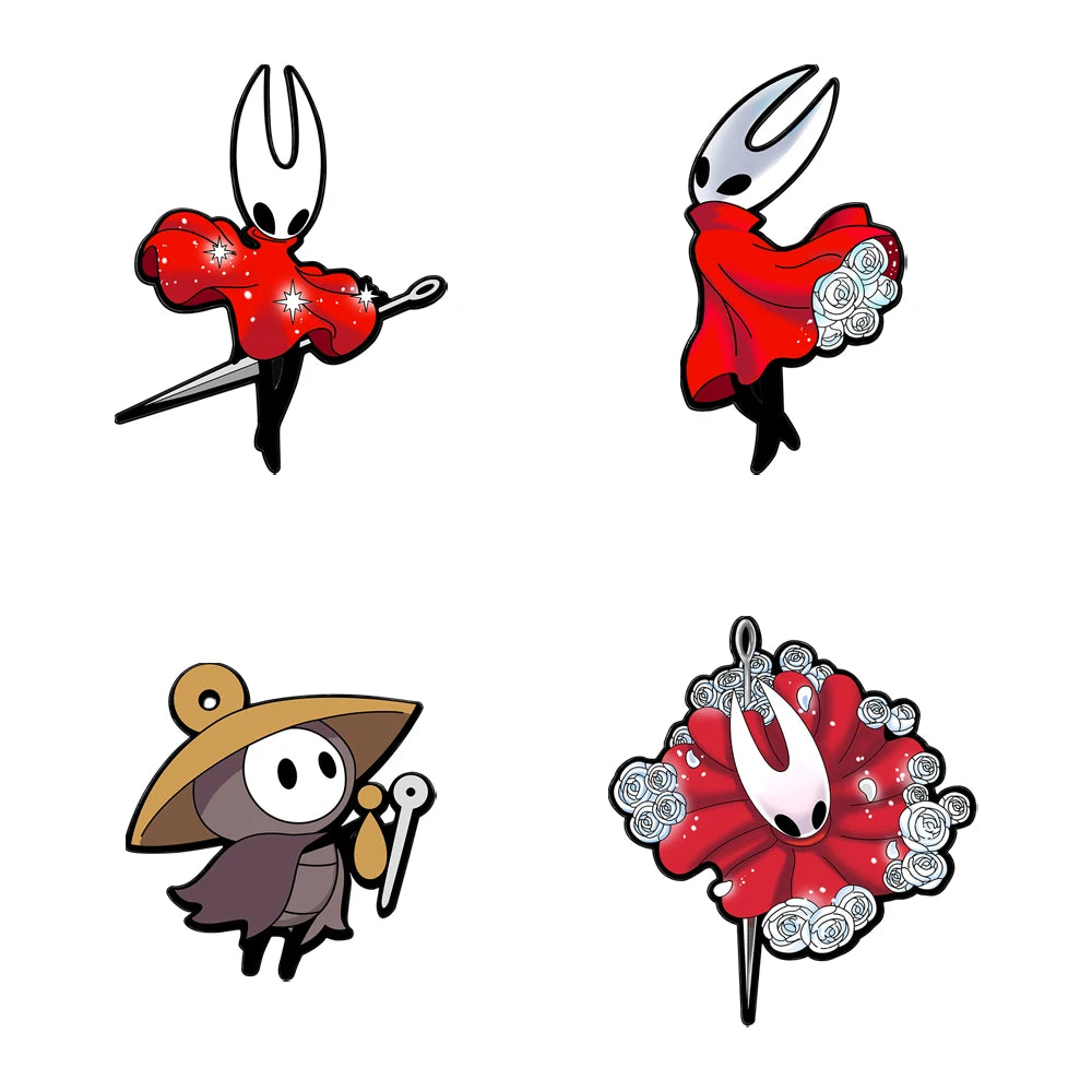4pcs Hollow Knight Silksong Enamel Pin Set Cartoon Brooch Lapel Pins for Backpacks And Clothes Accessories Gift Cartpitol