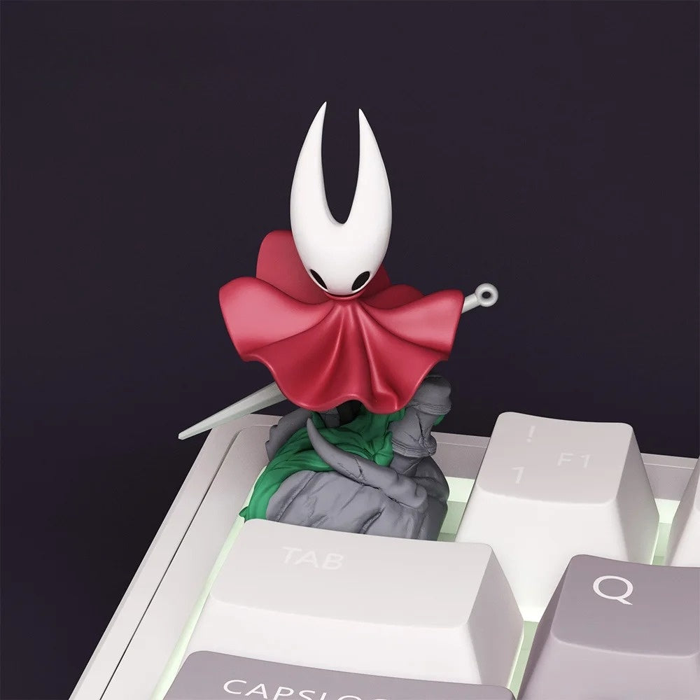 The Keycap mounted on a mechanical keyboard, highlighting its perfect fit and aesthetic as a Silksong Keycap.