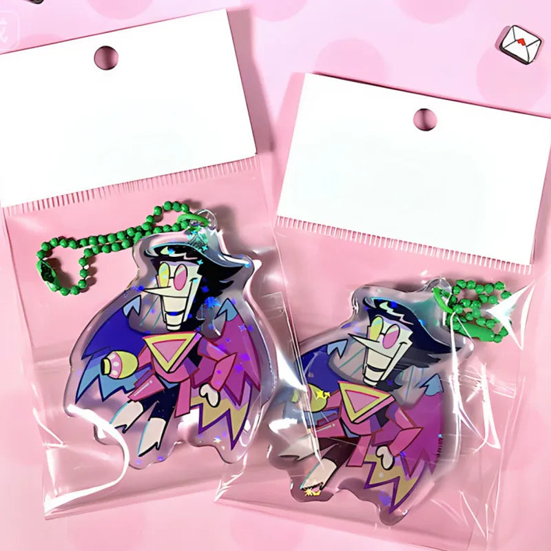 Close-up of the Spamton NEO DELTARUNE Keychain graphic print, emphasizing the vibrant colors and detailed line art.