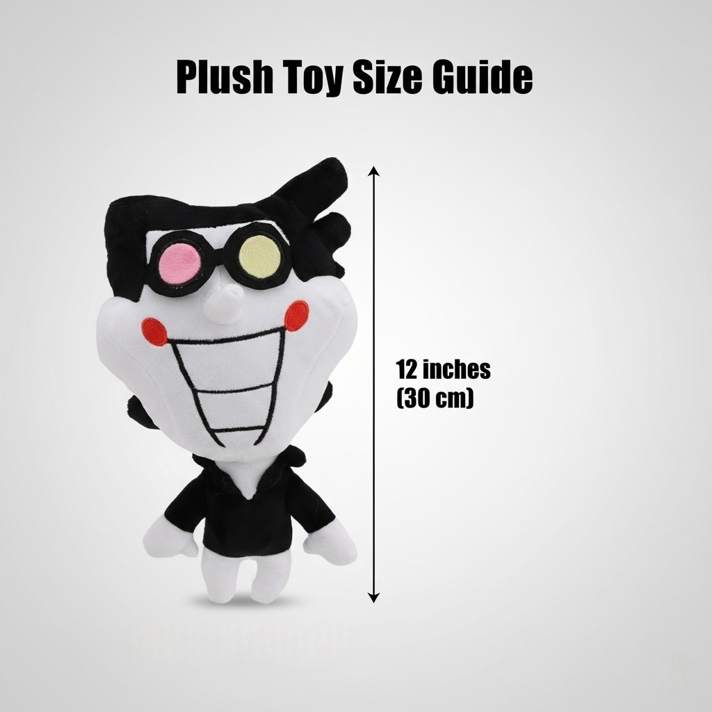 Spamton Plush toy with size guide indicating 12 inches (30 cm) on a white background