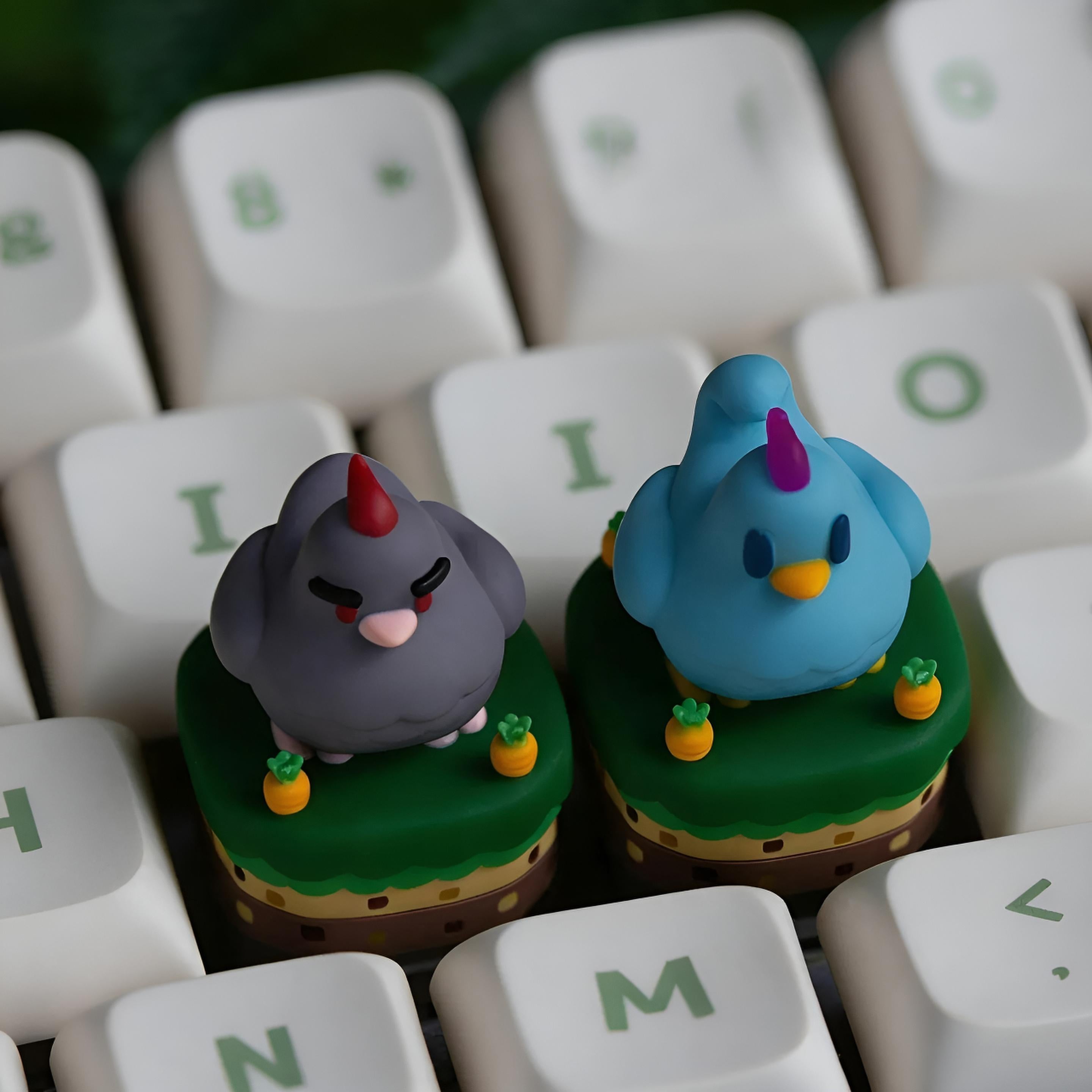 Detailed view of the sculpted features of the Stardew Valley Chicken Keycap, Stardew Valley Merch, resin texture