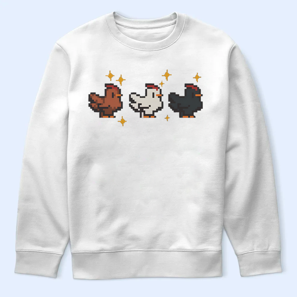 Stardew Valley Coop Favorites T-Shirt, Classic White, Brown & Black Chickens Tee Cartpitol