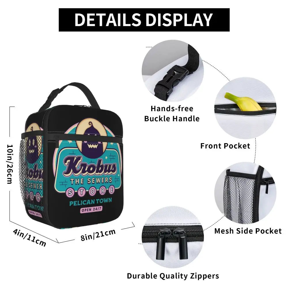 Stardew Valley Krobus Insulated Lunch Bag - Sewer Merchant Cooler Tote for Daily Adventures Cartpitol