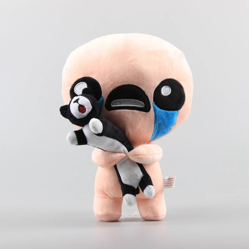 Front view of the crying Isaac plush toy, a fan-inspired tribute to the dark indie roguelike game