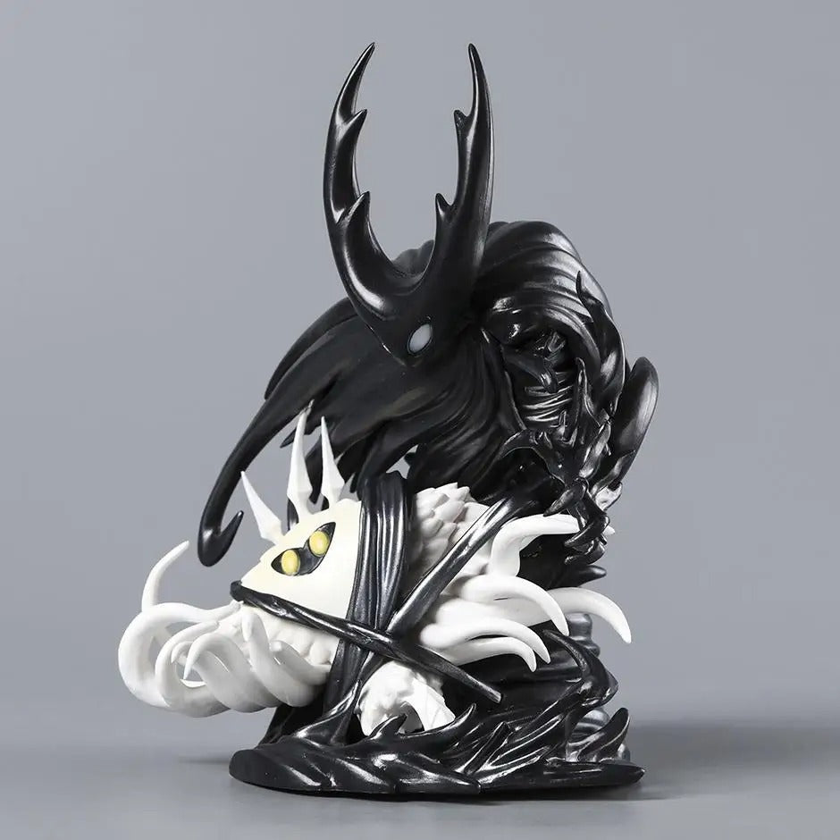 Full angle view of the base and cape details on The Hollow Knight & The Radiance Figure collectible statue.