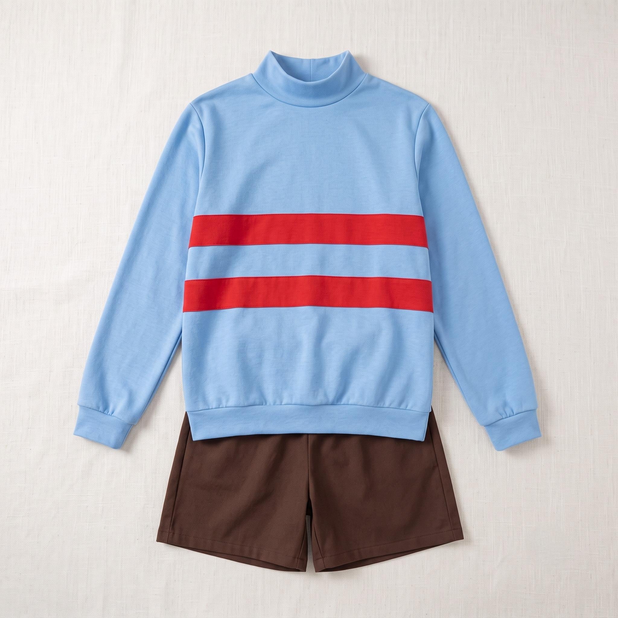 Blue and purple striped Undertale cosplay Frisk outfit