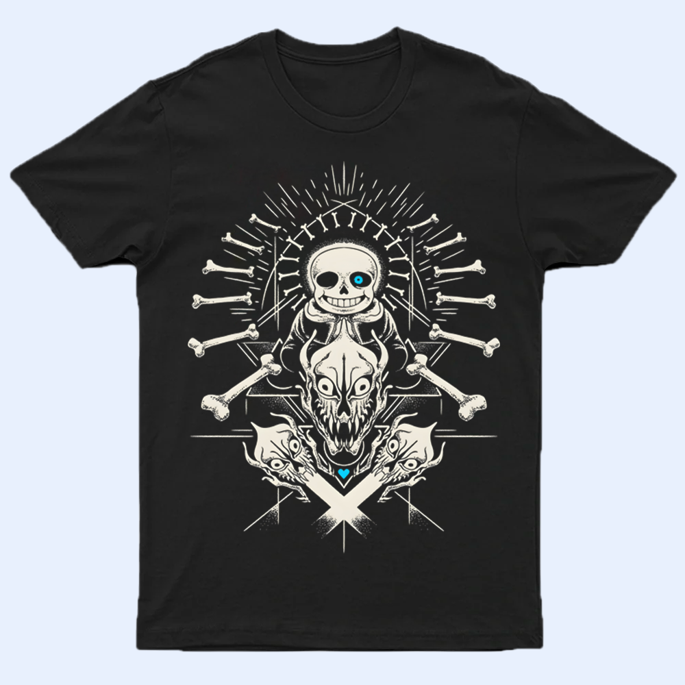 Front view of the Undertale "Megalovania" T-shirt, showcasing the iconic battle theme graphic.