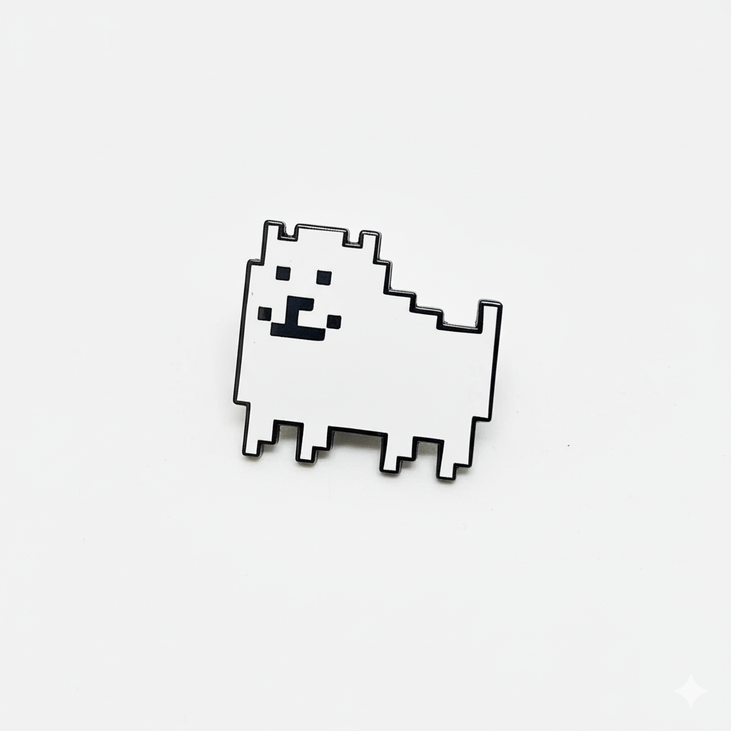 Undertale Merch Annoying Dog Enamel Pins set, displaying the collection of mischievous collectible pins.