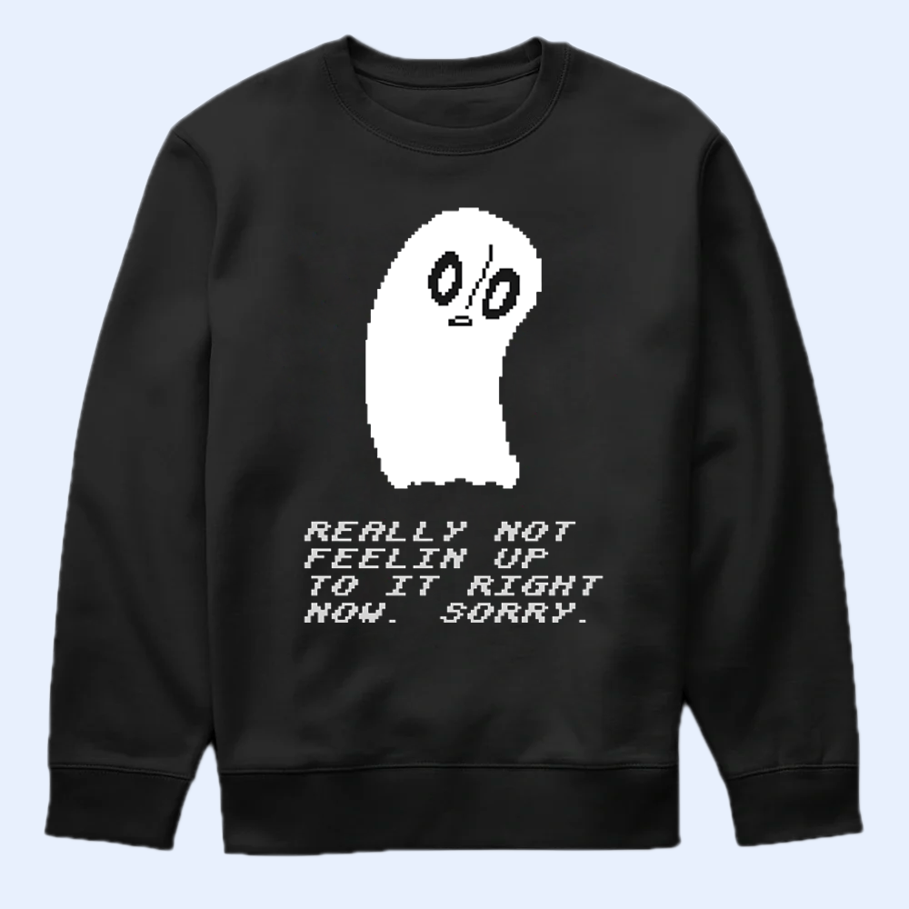 Undertale Merch, Napstablook "Not Feeling Up To It Right Now" T-Shirt Cartpitol