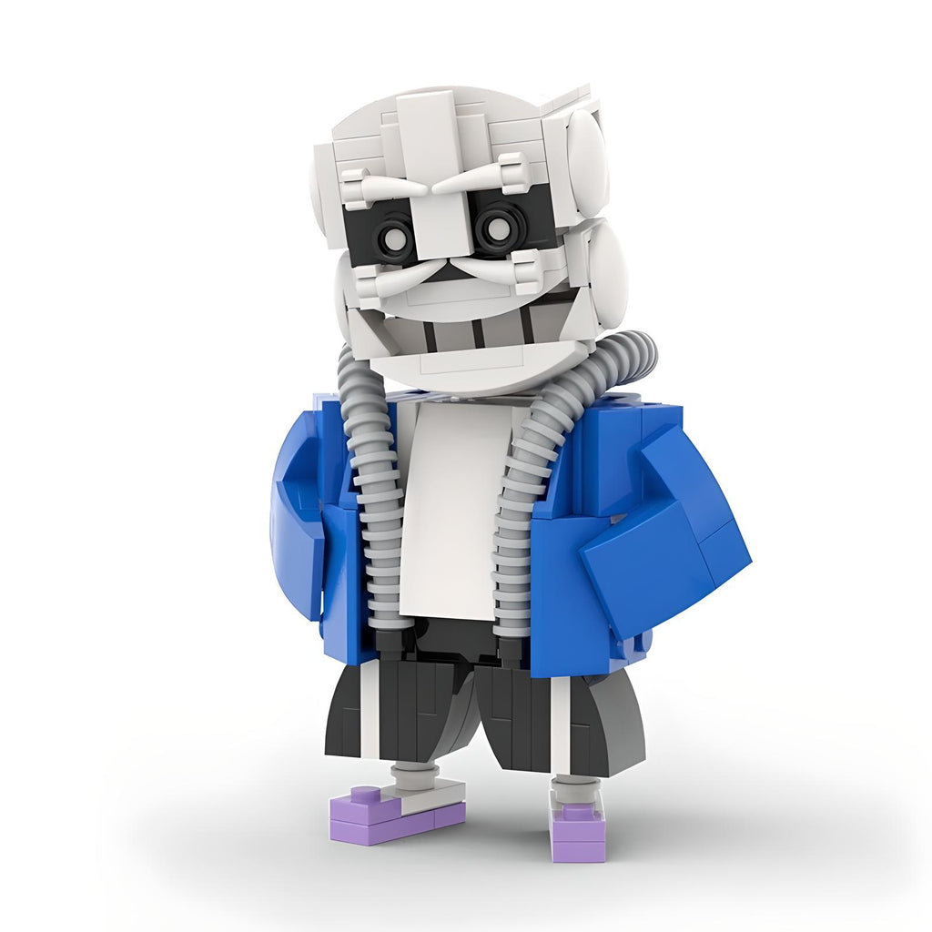 Assembled Undertale Merch, Sans Brick Toy, showing the final skeleton model.
