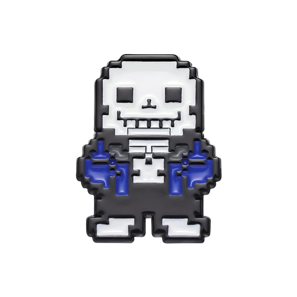Undertale Merch Sans Enamel Pins set, displaying the collection of collectible skeleton pins.