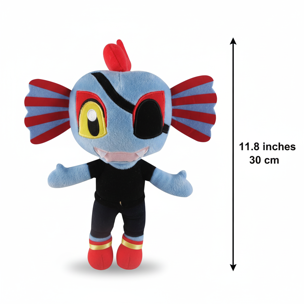Undertale Merch Undyne Plush Toy, displaying the size comparison against a hand or common object.
