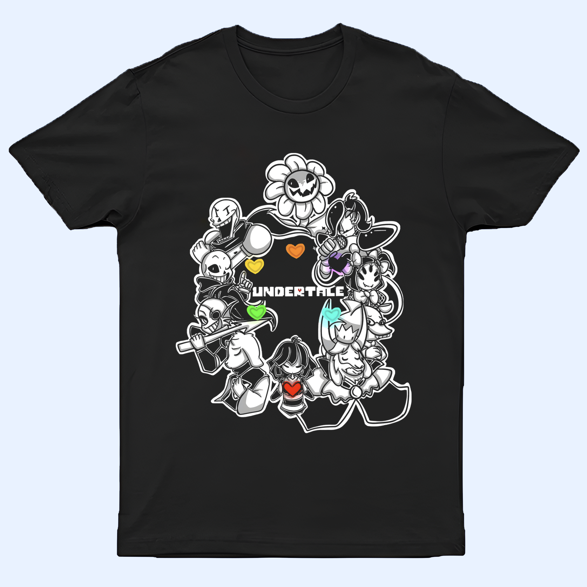Undertale Shirt with the full cast graphic, a comfortable piece of Undertale merch fan apparel.