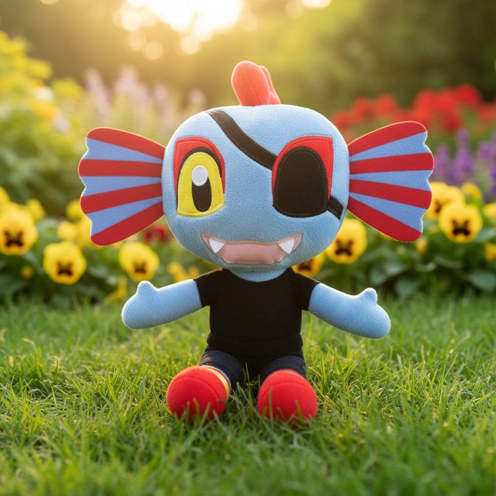 Undyne Plush Toy showing the Royal Guard armor detail, an essential piece of Undertale Merch.
